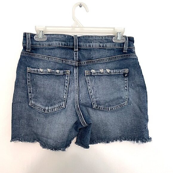 M JEANS BY MAURICES Patchwork Mid Rise 5 in Short Denim Jean Distressed Raw Hem - Picture 9 of 10